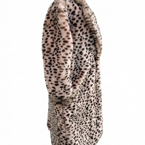 Pink Leopard Print Faux Fur Coat Size Medium, Skies Are Blue Brand Jacket - Picture 3 of 6